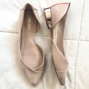 Aldo Gold Heel Nude Flats